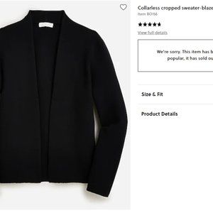 J.Crew Collarless cropped sweater-blazer (black), M
